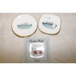 Canadian Pacific Railway Steam Ships Airlines glass dish and two ceramic dishes for T.S.S.