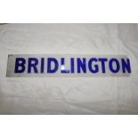 Early North Eastern Region Bridlington Station blue and opaque glass panel (a/f)