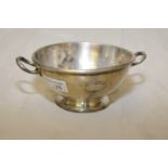 Silver plated twin handled dish marked North - British Station Hotel