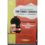 Framed British Railway Western Region Car Tourer Services Devon & Cornwall advertising poster