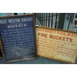 Pair of reproduction railway notice boards