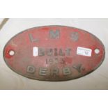 Cast LMS Derby 1933 plate