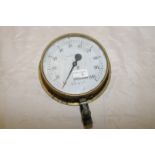 Brass cased pressure gauge marked R.1.
