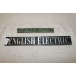 Alloy English electric railway sign and cast metal L & NER 11808 plaque (2)