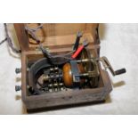 Mahogany cased Evershed Vignoles Ltd London 100 volt machine, the box stamped M.R. Co.
