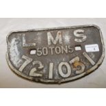 LMS 50 ton wagon plate 721031