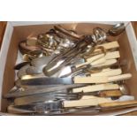 Selection of cutlery, sugar tongs etc.