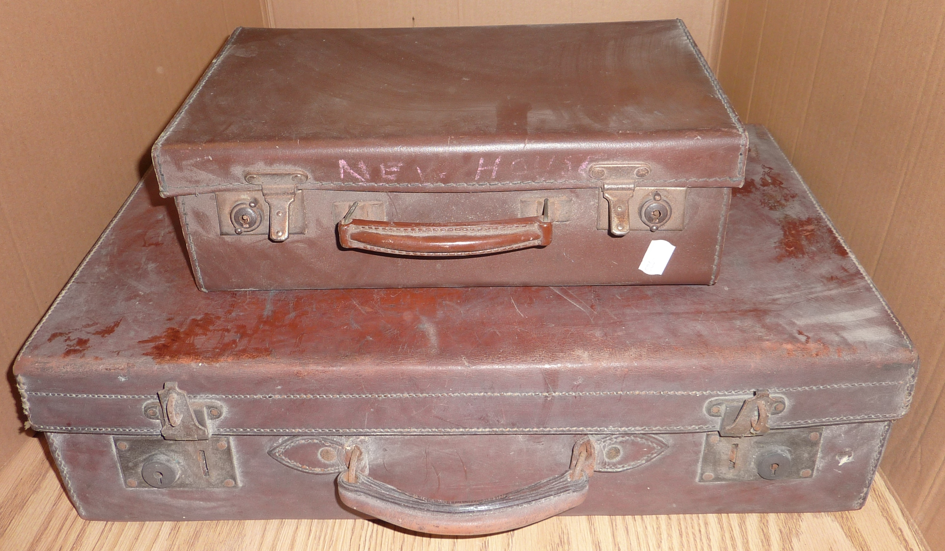 Leather suitcase and small suitcase