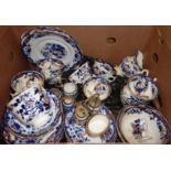 Victorian Gaudy Welsh style tea set comprising sandwich plates, tea plates, cups, saucers etc.