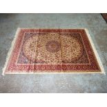 Keshan rug on beige ground 1.90 x 1.