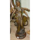 19th /20th C French spelter figure of a female figure depicting Science with signature to the base