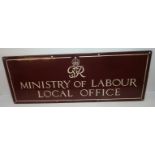 Enamel sign 'Ministry Of Labour Local Office'