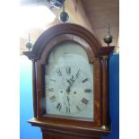 8 day oak cased longcase clock with painted dial by Davis Chichester with secondary dials