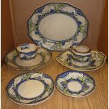 Royal Doulton 'Merry Weather' meat plate, cake plate, two dinner plates, two tea plates,