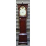 30 hour longcase clock with painted dial and secondary dial and date dail painted with floral