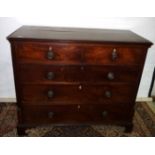 Early 19th C mahogany chest of two short above three long drawers on raised bracket feet (55cm x