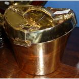 Brass ice bucket in the form of a hat box