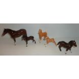 Two small Beswick Palomino foals, Beswick Shetland pony,