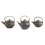 19th CENTURY THREE CHINESE TEAPOTS