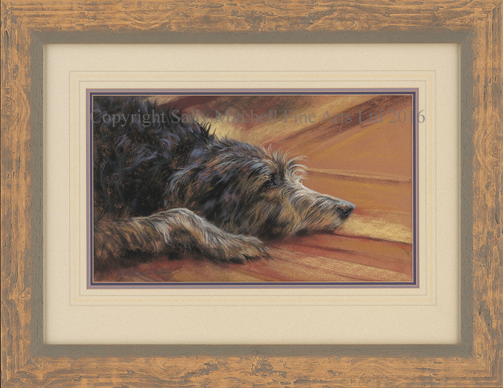 Mick Cawston Original Pastel "Dozing" Original of Open Edition Print, Wistful. Framed as Shown.