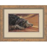 Mick Cawston Original Pastel "Dozing" Original of Open Edition Print, Wistful. Framed as Shown.