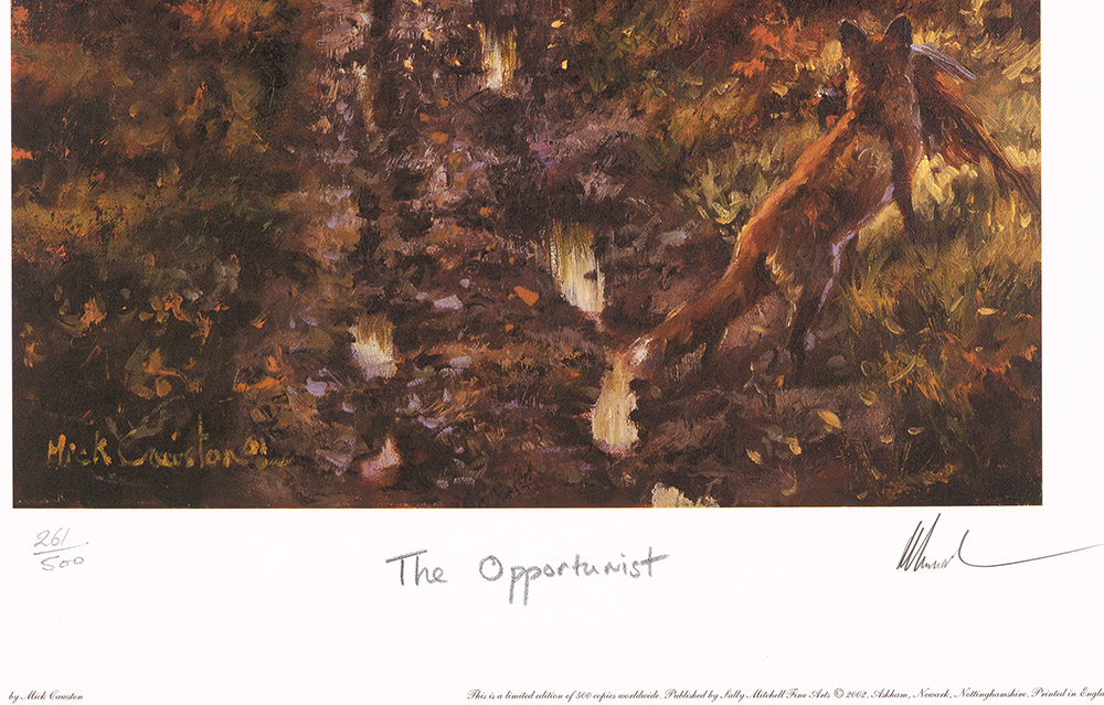 Mick Cawston Limited Edition Print "The Opportunist" Limited Edition Print Number 261/500 12.5"x 10" - Image 2 of 2