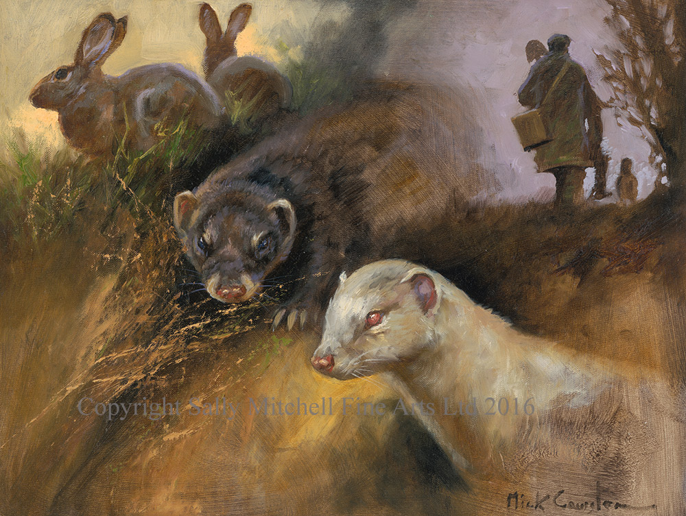 Mick Cawston Original Oil on Canvas "Ferreting About" Original of Limited Edition Print, 14"x 18" - Image 2 of 3