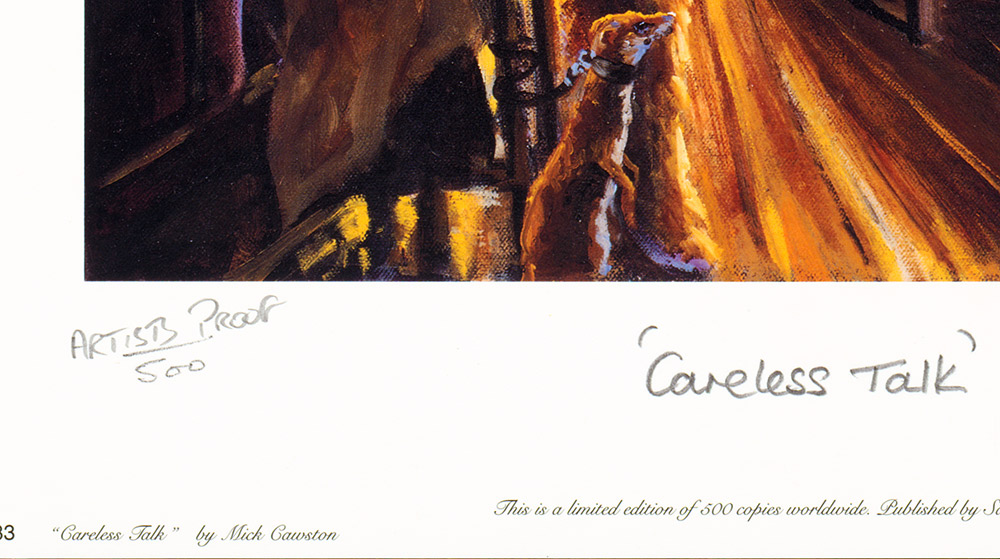 Mick Cawston Rare Artists Proof of Limited Edition "Careless Talk" Unframed, Signed - Image 2 of 2