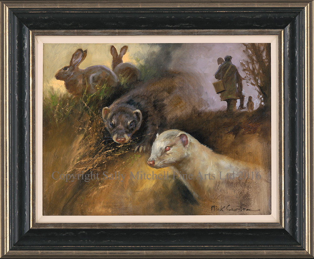 Mick Cawston Original Oil on Canvas "Ferreting About" Original of Limited Edition Print, 14"x 18"