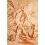 Property of a deceased estate - Old Master drawing - 18th century French school - MAN WITH LION -