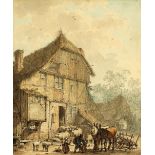 Property of a deceased estate - Hendrik de Meyer (1737-1793) - FARMYARD WITH FIGURES AND SHEEP - ink