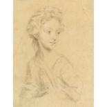 English school, late 18th century - STUDY OF A GIRL - drawing on paper, 7.65 by 5.75ins. (19.4 by