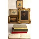 Property of a lady of title - four assorted watercolours & prints including an engraving of Lord