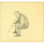 Property of a gentleman - Henri Edmond Cross (1856-1910) - OLD MAN SEATED WITH CANE - charcoal