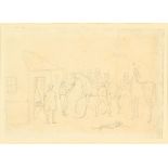 Property of a gentleman - late 19th century - RACEHORSES, JOCKEYS AND OTHER FIGURES - pencil sketch,