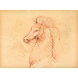 Property of a gentleman - late 19th / early 20th - SKETCH OF A HORSE, HEAD AND NECK - charcoal,