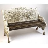 Property of a lady of title - a white painted metal & slatted wood garden bench, by Brambley