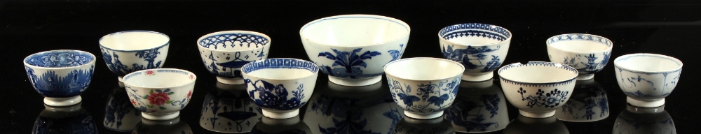 A private collection of mostly English blue & white ceramics - ten assorted blue & white bowls, 18th