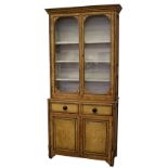 Property of a lady - an early 20th century Continental grained two-part chiffonier bookcase,