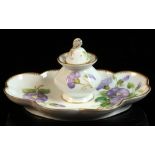 Property of a deceased estate - a Royal Copenhagen porcelain inkstand painted with convolvulus,