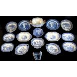 Property of a deceased estate - a quantity of blue & white transfer printed small dishes, early 19th