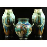 Property of a lady - a pair of early 20th century Royal Bonn Secessionist vases, one with glued