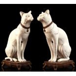 Property of a lady - a pair of modern Italian pottery models of seated Siamese cats, each 15.6ins.