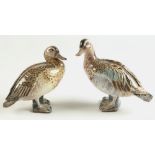 Property of a lady of title - two painted pottery models of ducks, one with monogram, small chips to
