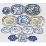 Property of a deceased estate - thirteen blue & white transfer printed plates, 19th century &