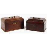 Property of a deceased estate - two 18th century George III mahogany tea caddies, interiors