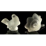 Property of a deceased estate - a Lalique frosted glass model of a sparrow, 'Moineau Moqueur',