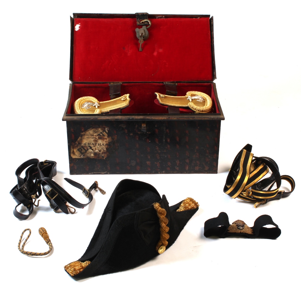 Property of a deceased estate - the early 20th century Royal Navy bicorn hat and pair of