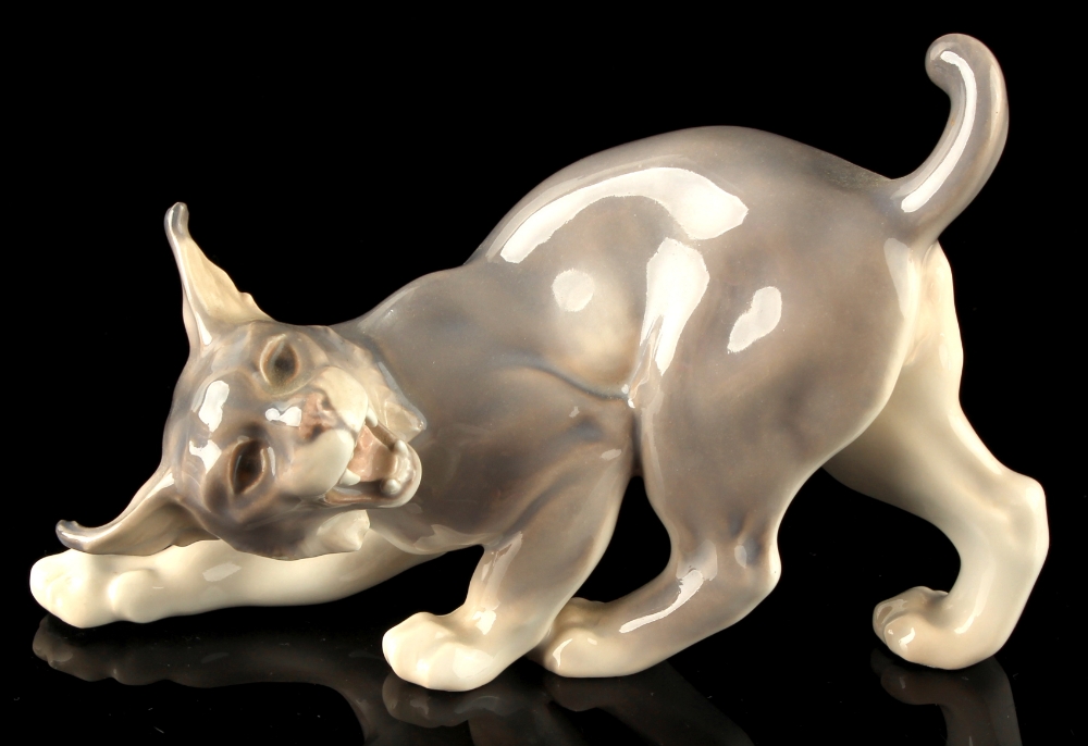 Property of a lady - Dahl Jensen for Royal Copenhagen - a porcelain model of a desert lynx, model