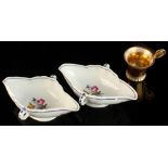 Property of a lady of title - a pair of late 18th century Vienna porcelain double lipped sauceboats,